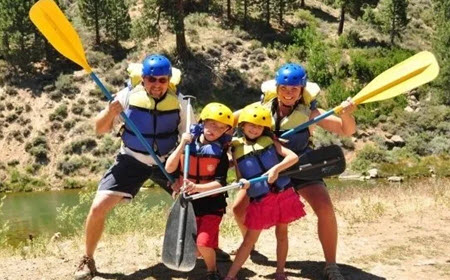 Family Excited for Truckee River Rafting