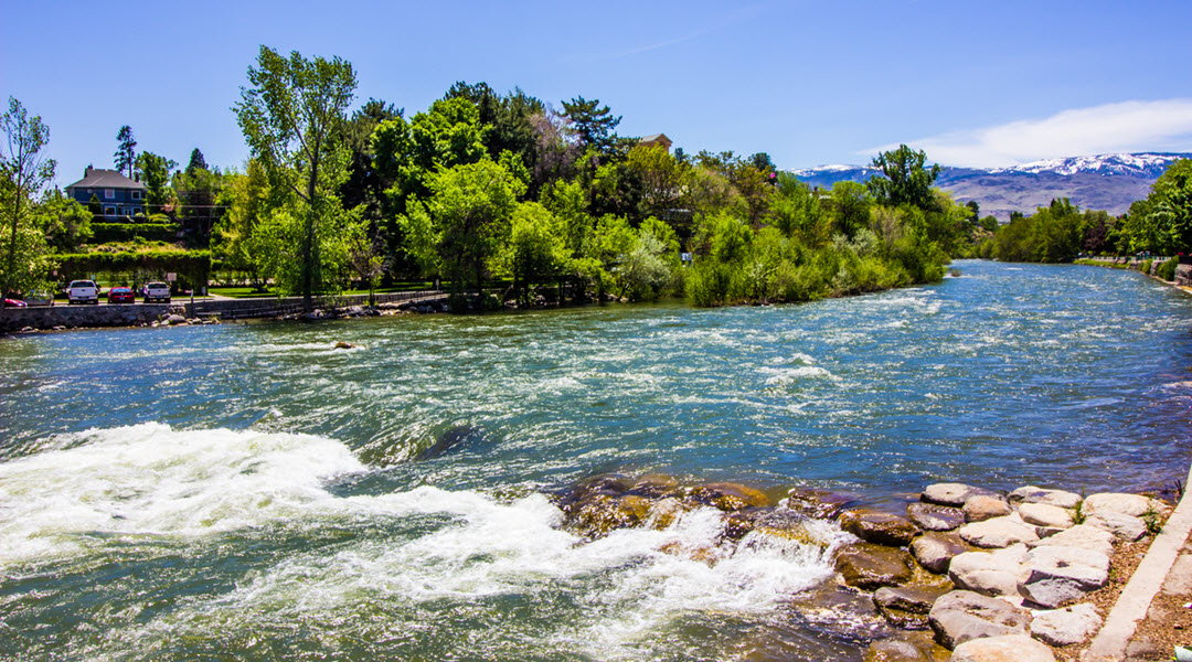 Rushing Waters Of Truckee River In Reno